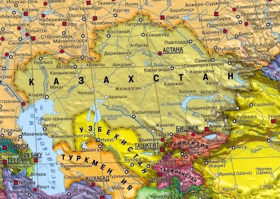 Карта Казахстана: географическое разнообразие